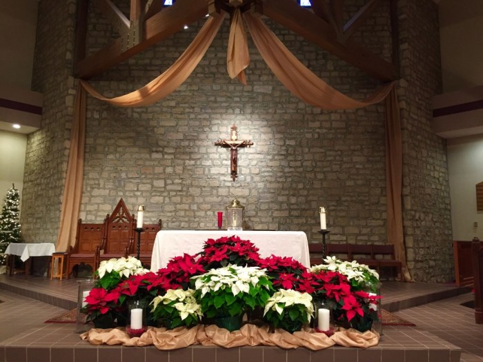 Christmas church altar decoration